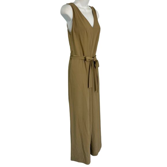 Everlane Japanese GoWeave Essential Cropped Olive Green Wide Leg Jumpsuit size 6 - Picture 10 of 14